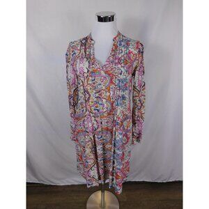 11-1 Tylho Multicolor Paisley Tunic Dress XS - Long Sleeve Boho - Excellent